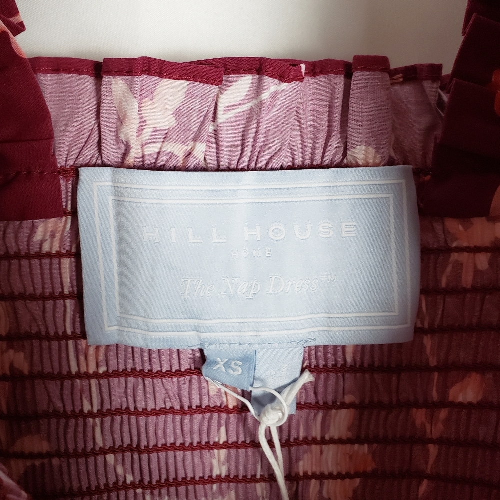 HILL HOUSE Ellie Nap Dress in burgundy botanical floral cottagecore - Picture 3 of 6